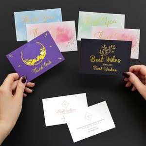 Tarjetas de Instrucciones de Cuidado de Joyerí<span class=keywords><strong>a</strong></span> de Papel Blanco/Negro con Lámina Dorada de Lujo, Personalizadas y Profesionales, Tarjetas de Agradecimiento Impresas para Pequeñas Empresas - Product Image 3