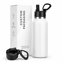 Botella de Agua de Viaje, Aislada, de Acero Inoxidable, a Prueba de Fugas, con Asa de Transporte, Botella para Bebidas, Compatible con Portavasos de Auto, 25 oz