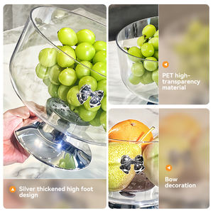 Prato Redondo para Frutas Xinhang, Cesta de Armazenamento Transparente para Sala de Estar, Criativa, Alta, de Plástico, para Snacks, Doces e Nozes - Product Image 6