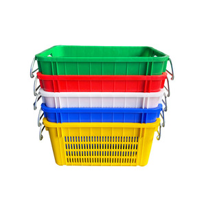 Panier à fruits et légumes en plastique épaissi 620x420x300mm avec poignées métalliques, conteneur alimentaire rectangulaire, écologique - Product Image 1