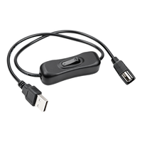 Cable de Extensión USB 2.0 con Interruptor de Encendido/Apagado, Conectores Macho/Hembra (Alimentación de Datos), Blindado con Lámina de PVC, Conductor de Cobre Puro