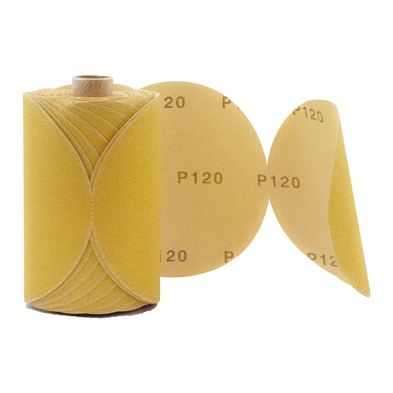 PSA Sticky Back Sanding Disc Roll Drywall Gold Film Sanding Disc Roll Self Adhesive Abrasive Paper Aluminum Oxide Sandpaper Disk
