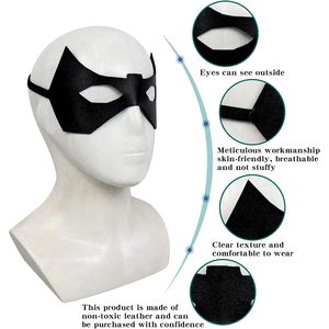SINSEN 4 Piezas Máscara de Ojos de Murciélago Negra de Cuero para Media Cara, Disfraz de Superhéroe, Accesorio para Fiesta de Halloween, Unisex - Product Image 5