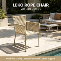 Chaise de salle à manger d'extérieur avec cadre en aluminium et sangles en corde, fauteuil de patio, jardin, balcon avec peinture thermolaquée haute température pour restaurant, café