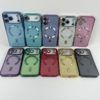 Coque magnétique électroplaquée à paillettes pour iPhone 17 Pro Max, 16E, 15 Pro Max avec film de protection d'objectif intégré, vente en gros, coque de téléphone Android