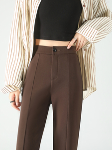 Automne hiver nouveau ouvert évasé taille haute mince droit drapé Micro <span class=keywords><strong>Lama</strong></span> pantalon Style décontracté - Product Image 3