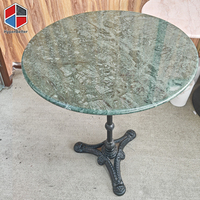 Table de bistrot ronde de 60 cm avec plateau en marbre vert, style bistrot français