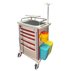 Chariot médical chirurgical d'urgence avec colonne en alliage d'aluminium, chariot de réanimation mobile, matériau ASB, pour perfusion en salle - Product Image 3