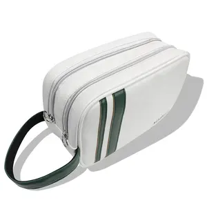 OEM个性化高尔夫球PU皮革储物袋定制标志拉链皮革迷你旅行贵重物品高尔夫齿轮袋