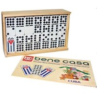 Drapeau cubain, ensemble de dominos à neuf avec étui en bois