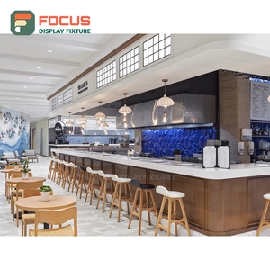 ตู้โชว์กาแฟแบบมืออาชีพ ลายไม้ ตู้วางมุม ตู้โชว์สินค้าร้านกาแฟ - Product Image 1