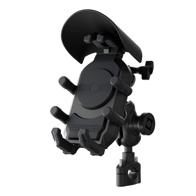 Motorcycle Travel Scooter ATV Anti-Shake Water-Proof Phone Holder Mount with Vibration Dampener and Flexible Cellphone Clip