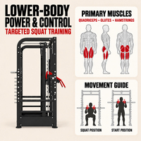 Machine de Squat 3D pour la musculation des quadriceps et des fessiers en salle de sport commerciale, avec exercices unilatéraux et bilatéraux