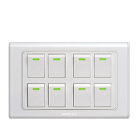 Interrupteur électrique double PHIDIAS de haute qualité en ABS blanc + cuivre, 12 broches, prise murale 16A 250V pour usage domestique et de bureau au Népal et au Pakistan
