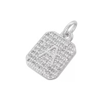 LUOYUNE Pendentifs carrés en acier inoxydable plaqué or 14 carats avec zircon et lettres anglaises pour la fabrication de colliers et accessoires de bijoux DIY