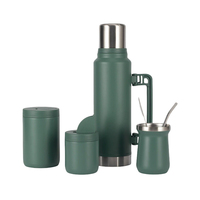 Ensemble cadeau WEVI personnalisé de thermos en acier inoxydable à isolation sous vide de 1200 ml pour boisson Yerba Mate avec poignée et infuseur à thé