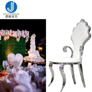 <span class=keywords><strong>Blanc</strong></span> Argenté en acier inoxydable chaises de Maison PU <span class=keywords><strong>fauteuil</strong></span> de luxe en gros Argent accoudoir chaise - Product Image 4
