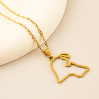 Pendentif en acier inoxydable couleur acier avec contour de la carte de l'Éthiopie et drapeau national, collier de mode avec contour de la carte du pays, cadeau souvenir