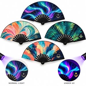 Éventails pliables UV Glow Rave pour hommes et femmes, éventails à claquer pour festivals EDM, danse et décoration - Product Image 1