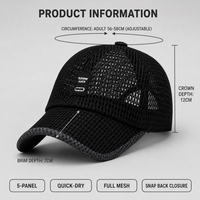 Topi Jaring Cepat Kering Berpinggiran Lebar, Topi Trucker Bernapas, Topi Matahari Outdoor Unisex, Gorras Grosir