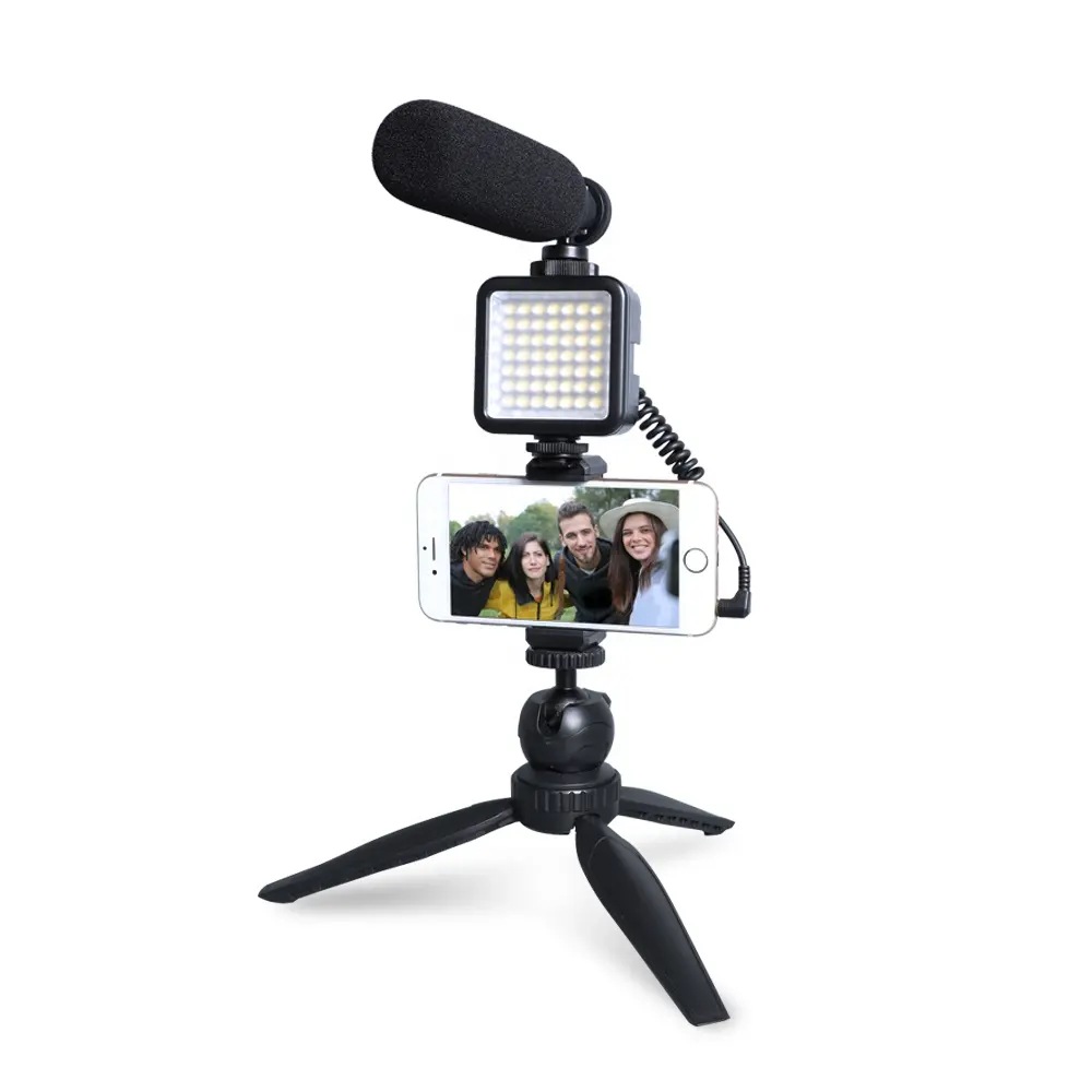 MAONO-Micrófono de escopeta para cámara con luz LED, para Vlog, kit de micrófono de vídeo