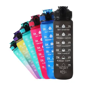 Personalised 1000ml BPA Free Tritan Triton Black Time Tracker Outdoors Sports Plastic Water Bottle Eco Friendly