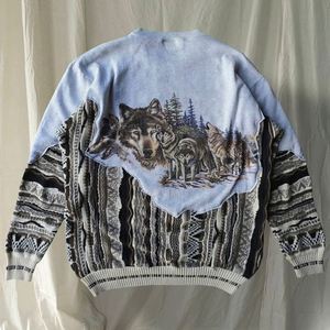 Sudaderas de diseñador de corte y costura personalizado para hombre Sudadera de jacquard Sudadera vintage de cuello redondo - Product Image 2