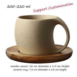 <span class=keywords><strong>Tasse</strong></span> à café <span class=keywords><strong>en</strong></span> céramique de style japonais avec soucoupe <span class=keywords><strong>en</strong></span> <span class=keywords><strong>bois</strong></span> Ensemble de tasses à thé au lait <span class=keywords><strong>en</strong></span> porcelaine nordique <span class=keywords><strong>en</strong></span> vrac - Product Image 2