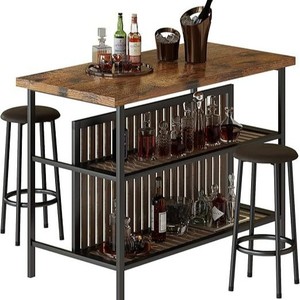 Mesa alta de hierro forjado estilo rústico para cafetería/tetería, juego de mesa y sillas de comedor para el hogar, sencillo, de alto valor y versátil. - Product Image 5