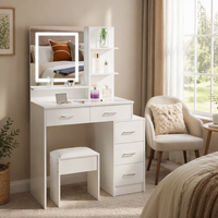 Table de maquillage moderne avec miroir réglable et plusieurs tiroirs de rangement pour la chambre à coucher, style européen