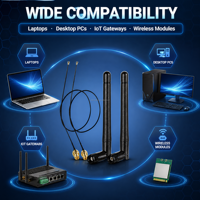 Kit d'antenne WiFi personnalisé 2,4 GHz 5,8 GHz 3 dBi avec connecteur mâle RP-SMA et câble d'extension UFL