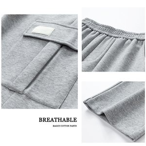 Người Đàn Ông Baggy Quá Khổ Hàng Hóa Lỏng Lẻo Theo Dõi Mồ hôi Quần Homme Tùy Chỉnh Người Đàn Ông Bông Rộng Thẳng Chân Baggy Mồ hôi - Product Image 3