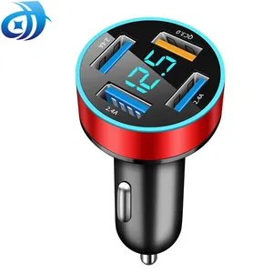 High quality 4 in 1 USB 4 Ports 66W Fast Car Charger for Mobile Phone PD Charging Head QC3.0 Car Charger with led