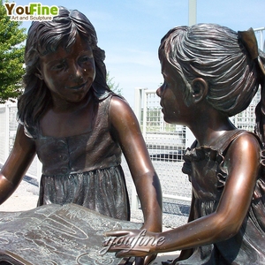 Decorazione da giardino a grandezza naturale per bambini che colano la statua del fratello e della sorella in bronzo - Product Image 5