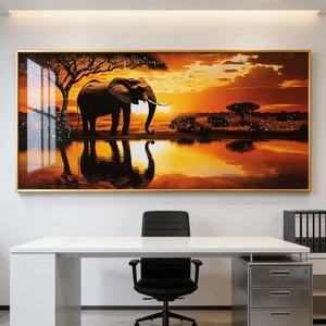 Pintura de Porcelana Cristalina con Diseño de Elefante Dorado y Paisaje, Impresión HD, Decoración para el Hogar, Arte de Pared para Sala de Estar, Venta al Por Mayor - Product Image 5