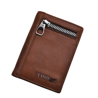 Dompet pria kulit asli kualitas tinggi kustom merek