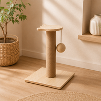 Meilleure Vente : Griffoir pour Chat en Bois Massif, Plateau Tournant, Poteau à Griffer, Structure d'Escalade pour Chat avec Balle Suspendue et Cordes en Sisal