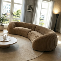 Canapé modulaire incurvé moderne en tissu doux pour salon avec coin arrondi, style italien de luxe
