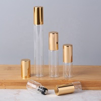 1ml 2ml 3ml 5ml 10ml Mini bouteille de voyage en acier en forme de cylindre d'huile essentielle de parfum en verre transparent avec bouchon en aluminium