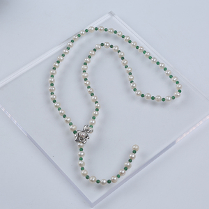 Thanh Lịch 8-9Mm Nước Ngọt Bất Ngọc Trai Với Đá Quý Dài Vòng Cổ Cho Cô Gái Và Phụ Nữ - Product Image 3