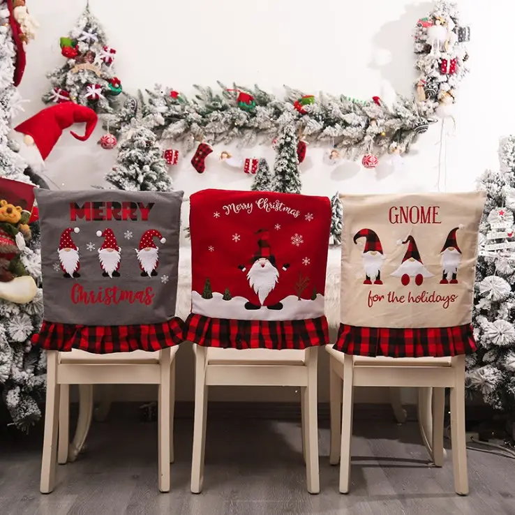 クリスマスチェアカバークリスマスの装飾赤いプリントチェアカバーサンタクローステーブルチェアカバークリスマスデコレーション用