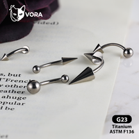 Barbell incurvé en titane ASTM F136, anneau de sourcil, piercing vertical pour labret et rook, bijoux personnalisés en gros