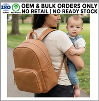 Sac à langer en similicuir vegan avec matelas à langer, sangles pour poussette, doublure imperméable, fabricant OEM ODM sur mesure