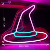 Insegna LED Neon Personalizzata a Forma di Cappello da Strega di Halloween, Luce Impermeabile in Vendita Diretta per Camera da Letto, Bar, Festa di Halloween e Decorazioni per la Casa