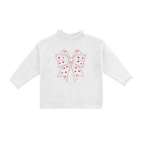 Vente en gros d'usine de pulls pour enfants avec nœud en forme de cœur pull en coton à col roulé pour bébés filles