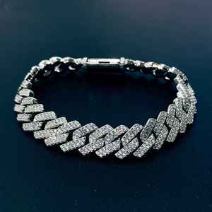 Высокое качество Cubana хип-хоп ювелирные изделия 925 стерлингового серебра VVS Moissanite со льдом кубинские звенья цепи ожерелье для мужчин и женщин - Product Image 5