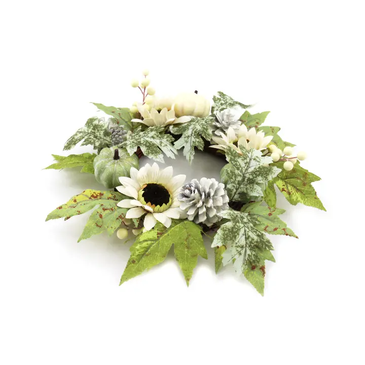 24 Inch Spring Wreath Ring Door Wreaths For All Seasons Home Decor Sunflowers & Pumpkins Wreath