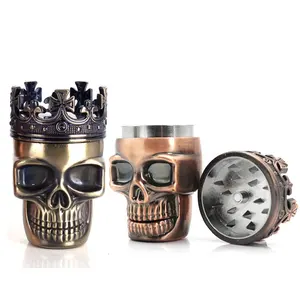 Amazon ebay quente vende aço zinco liga personalizar bronze SkullHeads erva tabaco moedor para fumar