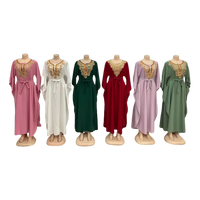 Robe ample brodée de fil doré grande taille pour femme, style décontracté musulman, vente en gros, nouvelle collection