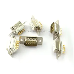 Hoge Kwaliteit Vrouwelijke En Mannelijke Soldeer Type/Db9 Connector Massief Koper Vergulde Db9 D-SUB Connector